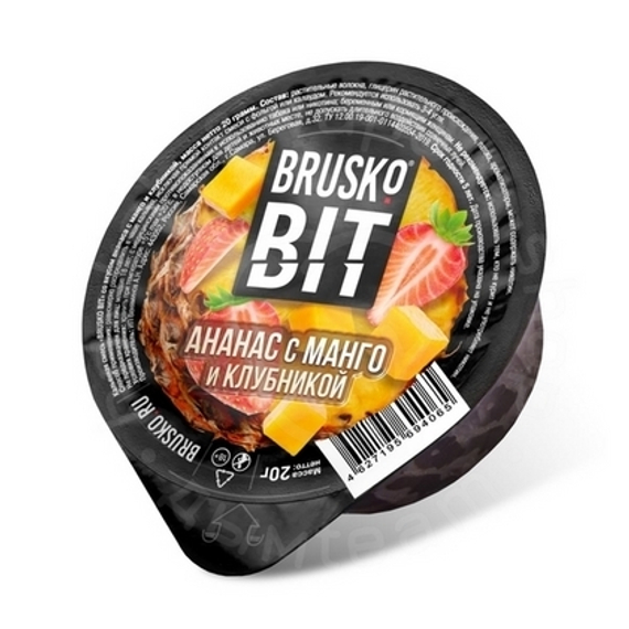 Бестабачная смесь для кальяна BRUSKO BIT, 20 г, Ананас с манго и клубникой