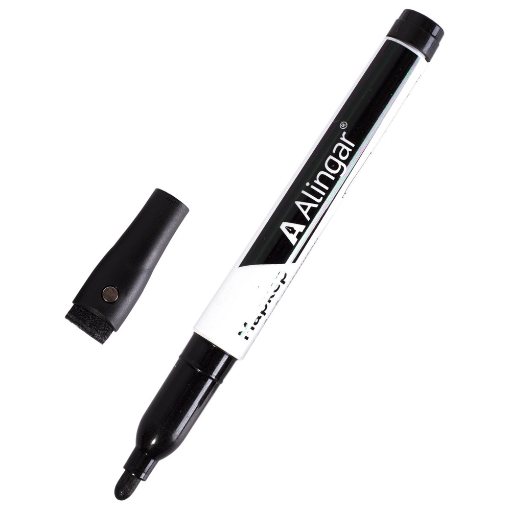 Набор маркеров для белой доски Alingar, на магните, с губкой, 4 цвета (красный, синий, черный, зеленый), пулевидный, 2 мм, европодвес