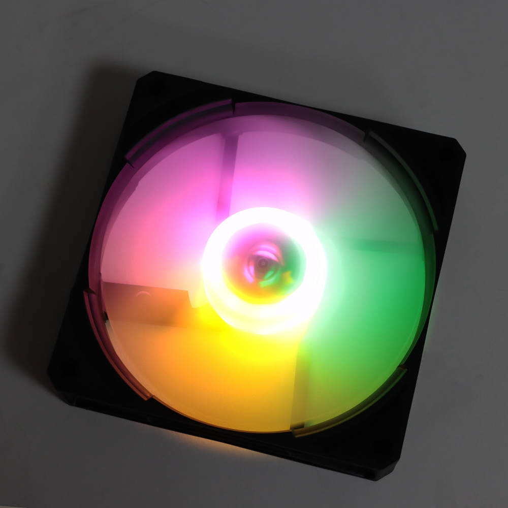 Вентилятор TESLA RGB120-LB, 120мм, 1200rpm, 3-pin+Molex, черный-белый/FRGB, 38CFM, 21дБ, антивибропрокладки (TSL-120-LB)