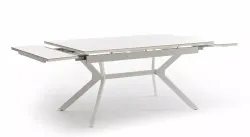 "Меркурий" стол интерьерный раздвижной обеденный из керамики, цвет белый глянцевый