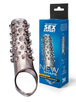 Дымчатая насадка на пенис с шипами и выпуклостями - 12 см. (Цвет: дымчатый)