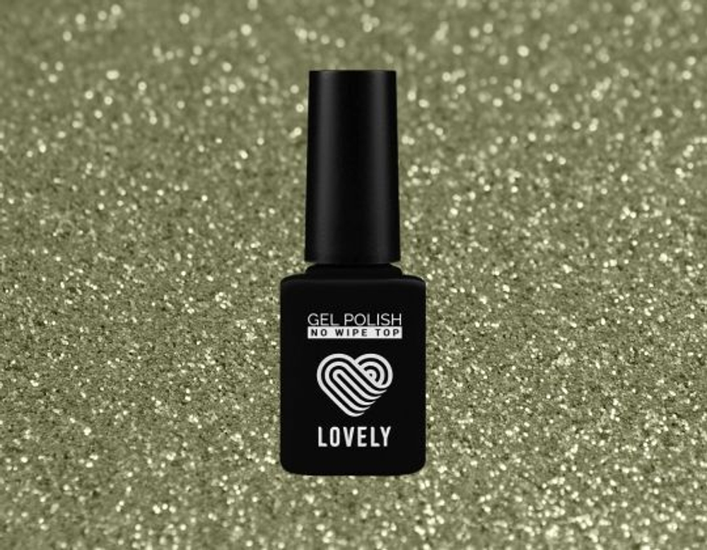 Топ без липкого слоя Lovely с зеленым шиммером Green Gold, 12ml