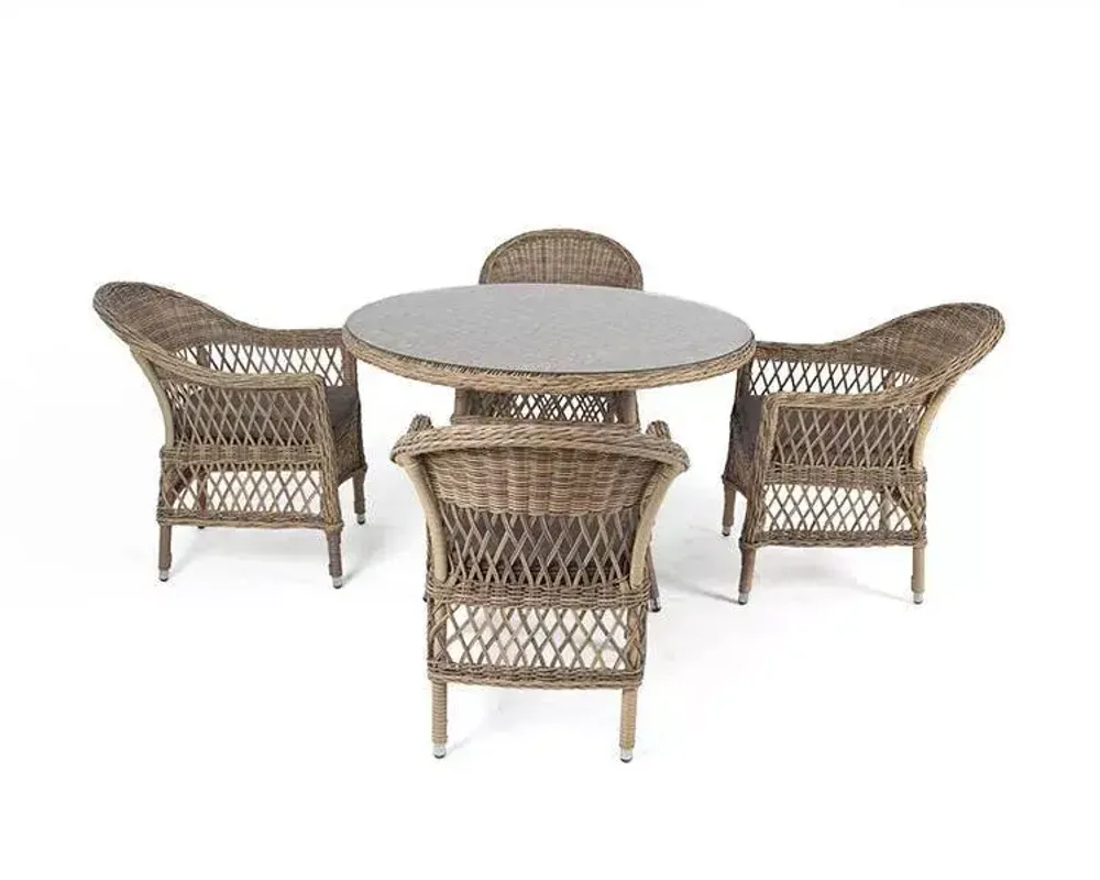 "Дольче" обеденная группа из искусственного ротанга, цвет соломенный