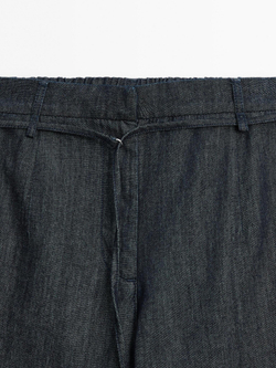 Massimo Dutti Джинсы с высокой талией и широкими штанинами, с ремнем, синий