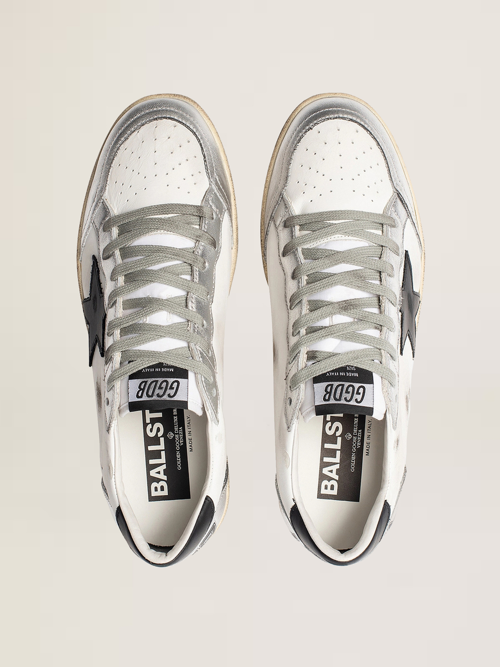 Men's Ball Star in leather with silver inserts and black leather star