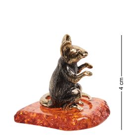 Народные промыслы AM-1602 Фигурка «Мышь Антон» (латунь, янтарь)