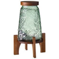 ДИСПЕНСЕР ДЛЯ НАПИТКОВ FLORA GREEN 3,5 Л НА ДЕРЕВЕННОЙ ПОДСТАВКЕ (АКАЦИЯ)