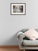 Картина авторская акварельная в паспарту 30х40 см на стену для интерьера "Пейзаж в стиле Фрэнк Эбера"