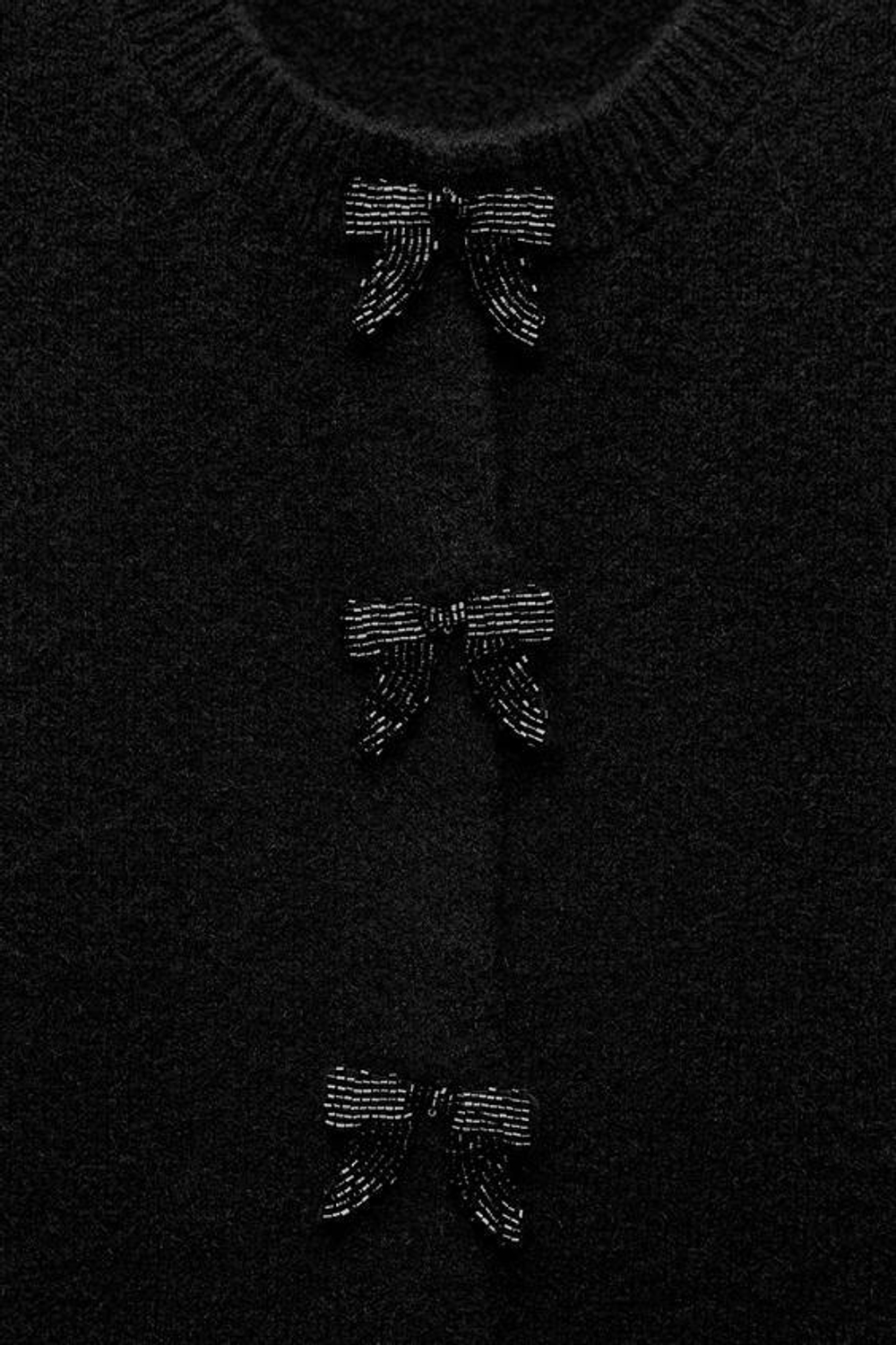 ZARA КАРДИГАН С ПУГОВИЦАМИ И БАНТАМИ, ЧЕРНЫЙ