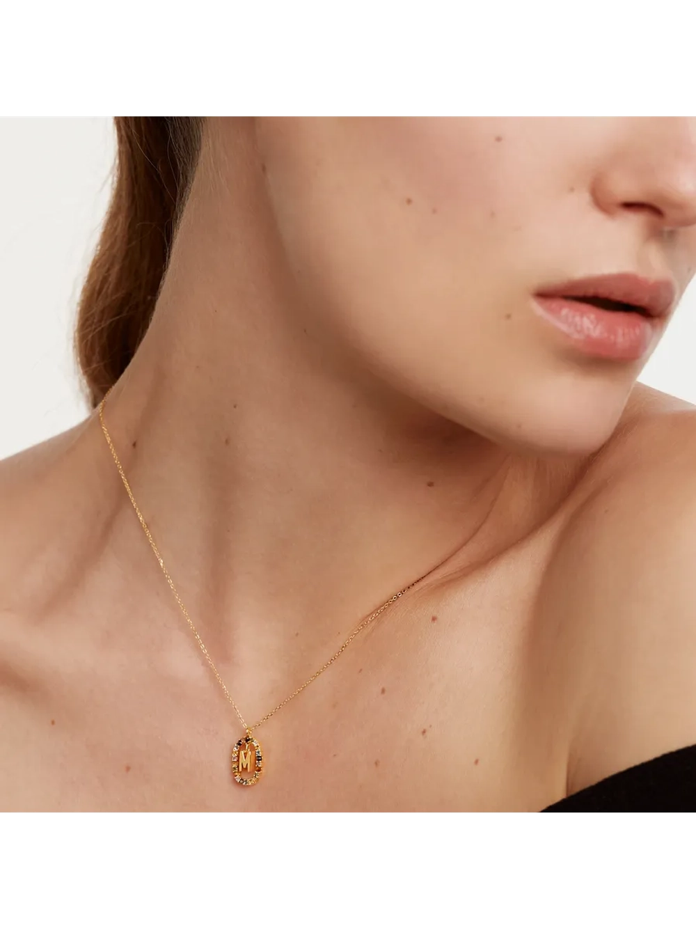 Колье женское PDPaola Буква M серебро 925 пробы покрытое золотом 750 пробы CO01-272-U