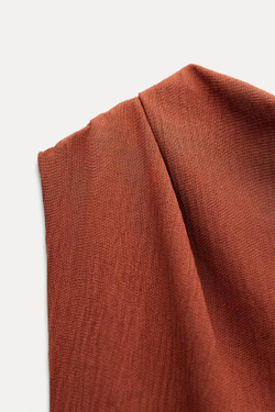 ZARA ТОП АСИММЕТРИЧНОГО КРОЯ В СТИЛЕ РУСТИК, МЕДНЫЙ