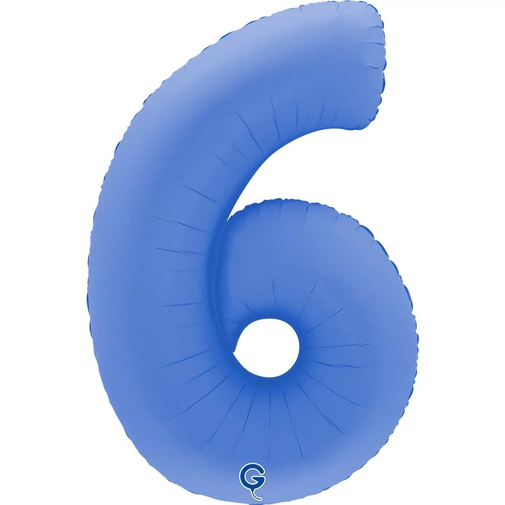 G Шар (40''/102 см) Цифра, 6, Голубой Лотос, Матовый (БГ-60)