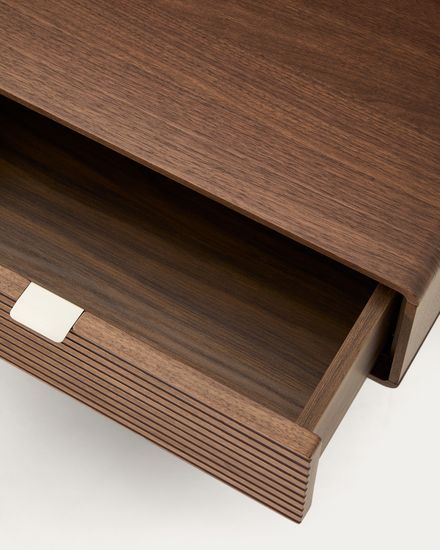 Кровать Norlen с 2 тумбочками из орехового шпона с темной отделкой LED 180 x 200 см