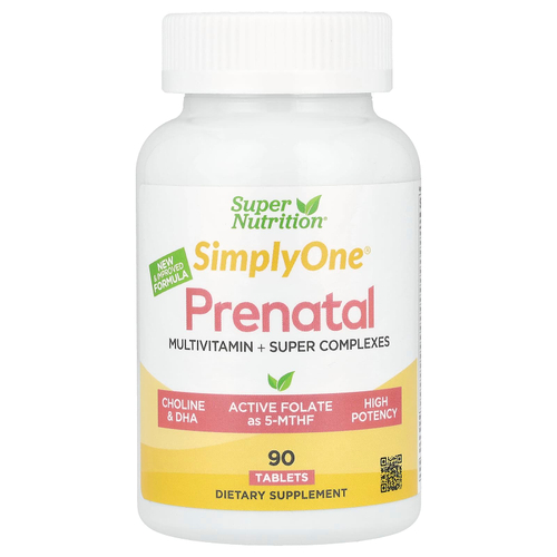Super Nutrition, Simply One®, мультивитамины для беременных, с суперзеленью, специями, витамином A и фолатом, 90 таблеток