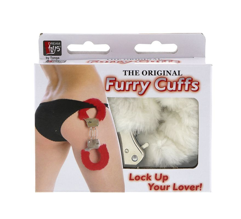 Металлические наручники с белой меховой опушкой METAL HANDCUFF WITH PLUSH WHITE (Цвет: белый)
