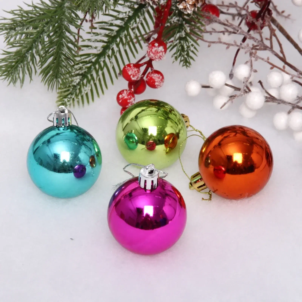 Новогодние шары 5 см (набор 4 шт) «Глянец», яркий микс