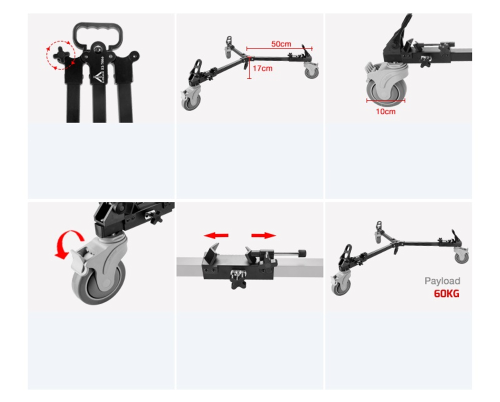 E-IMAGE EI-7004C Universal Dolly Тележка для видеоштатива на колесах