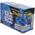 Гирлянда для улицы 20м 240 ламп LED чёрный провод, 8 реж, IP-54, Синий (возможность соединения)