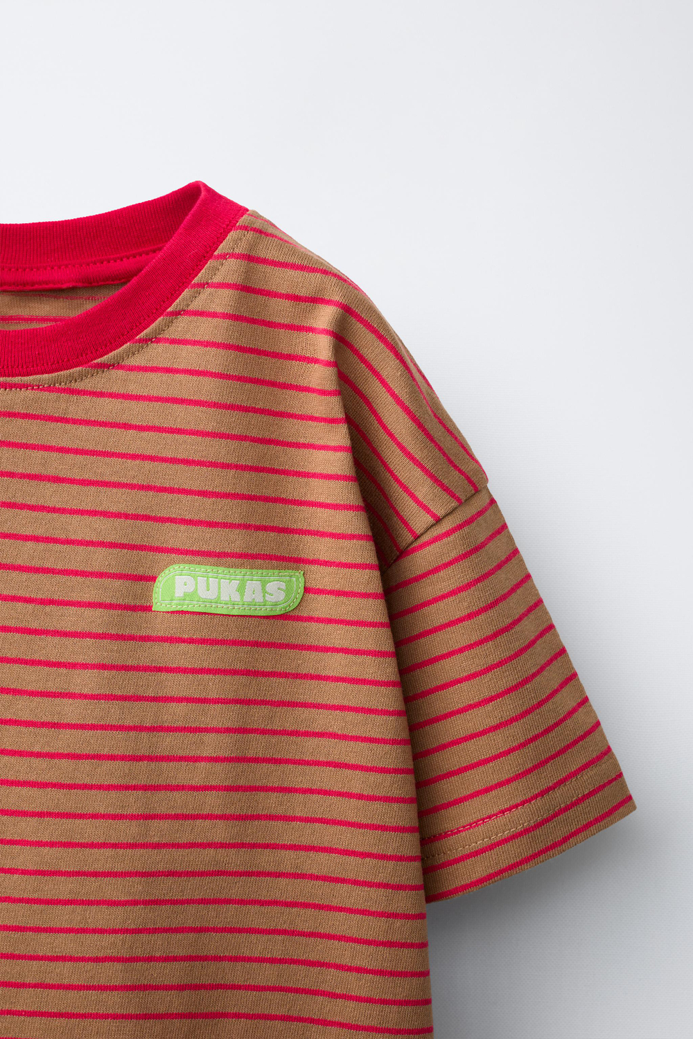 ZARA X PUKAS ФУТБОЛКА В ПОЛОСКУ PUKAS SURF, ЧЕРЕПИЧНЫЙ