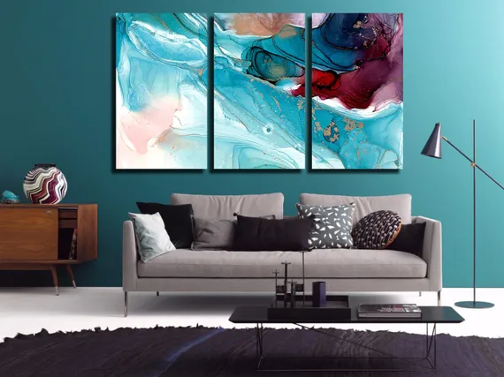 Модульная картина "Искусство алкогольными чернилами"