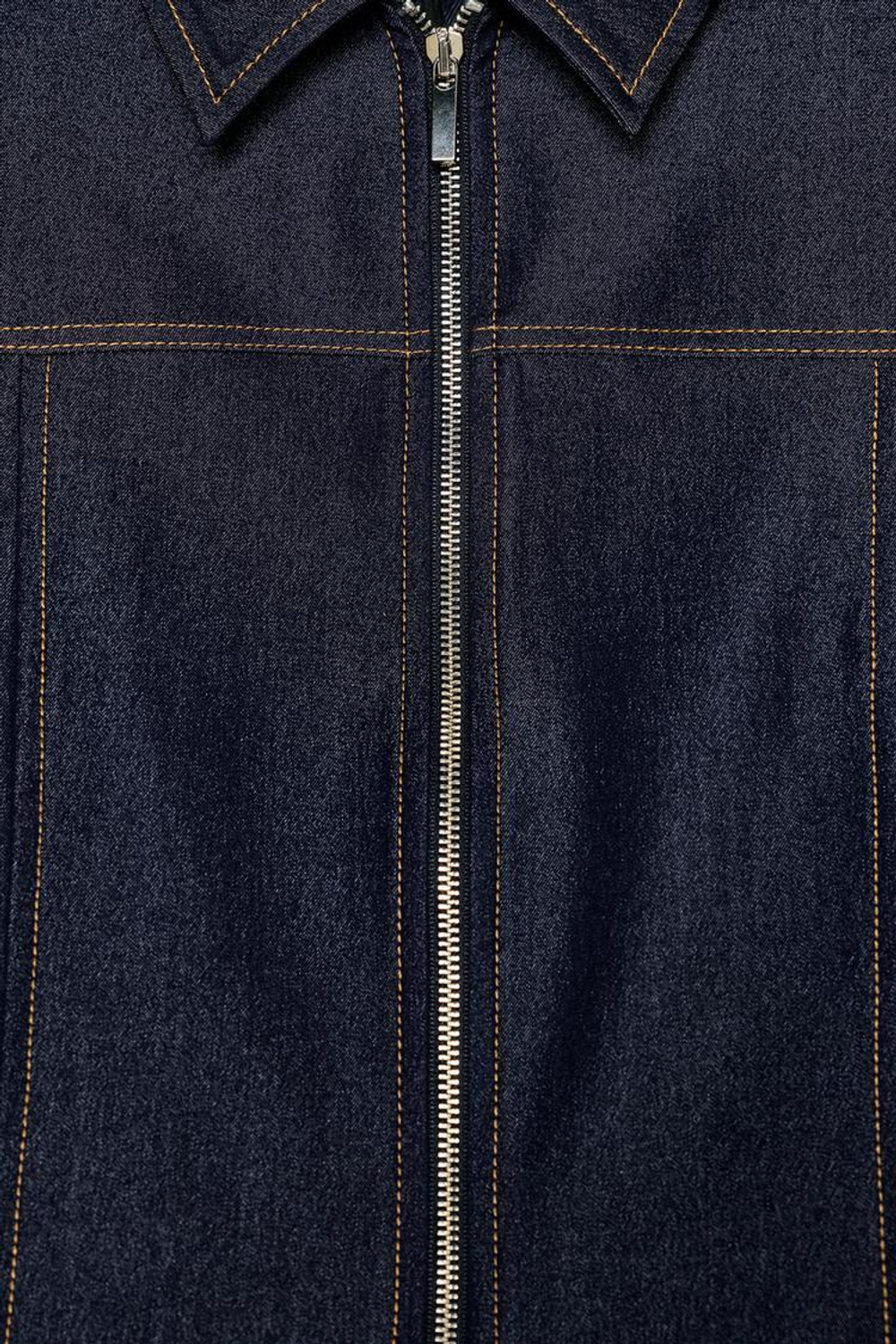 ZARA КУРТКА С КОНТРАСТНОЙ ОТСТРОЧКОЙ, ИНДИГО