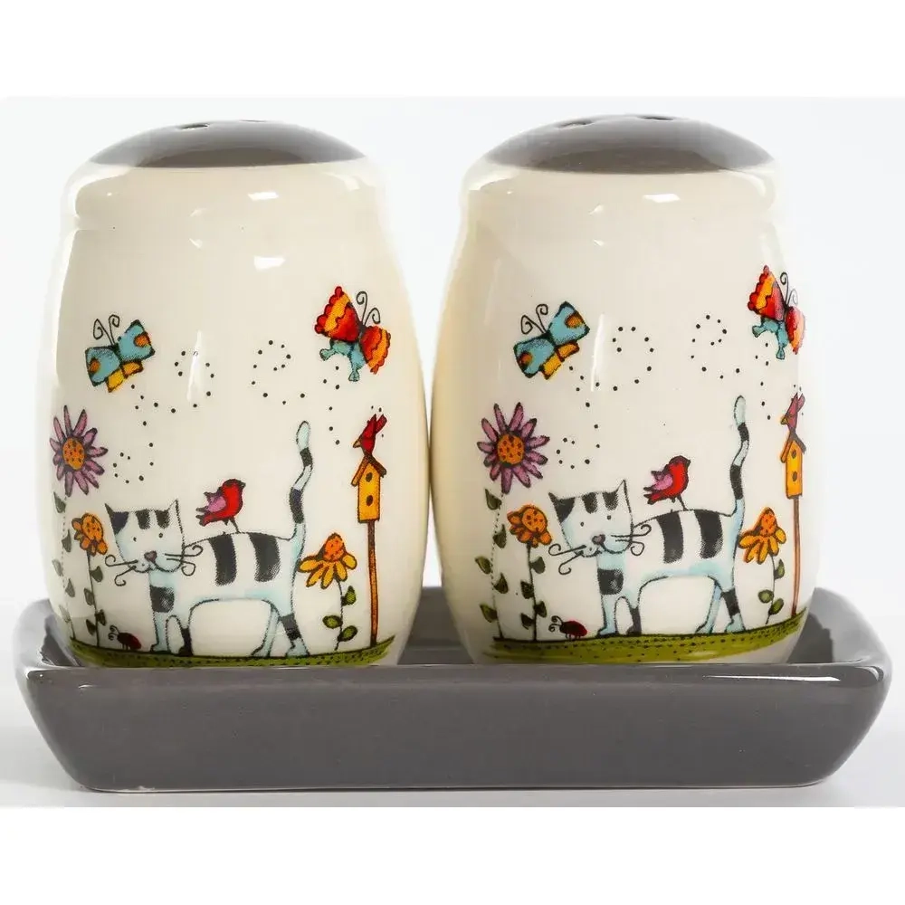 Набор д/специй солонка 112мм + перечница 112мм на керам.подставке Полосатый Кот