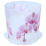 Кашпо ДЕКО D125мм 1,2л с подставкой орхидея белая 0,125,125х0,125м