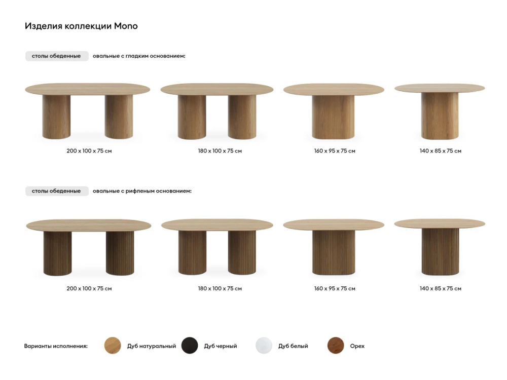 Стол обеденный овальный Mono Stripe 180х100