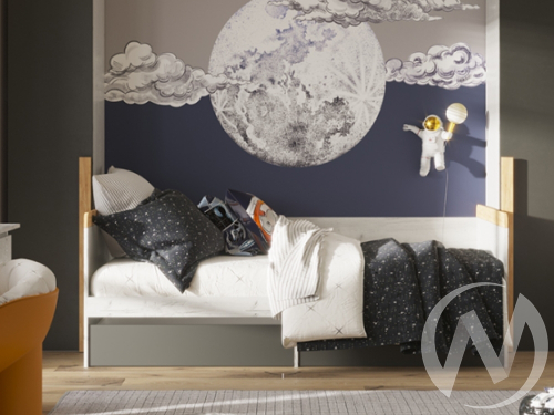 Кровать 900 секция №1 НКМ Кент-1 (дуб крафт белый/антрацит)