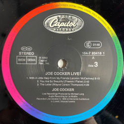 Винтажная виниловая пластинка LP Joe Cocker Live (Germany 1990)