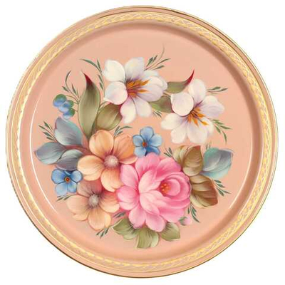 Жостовский поднос декоративный, размер 22 см (A5), металлический