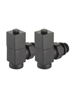 Набор дизайн-вентилей Royal Thermo CUBE, угловой (черный) 1/2"