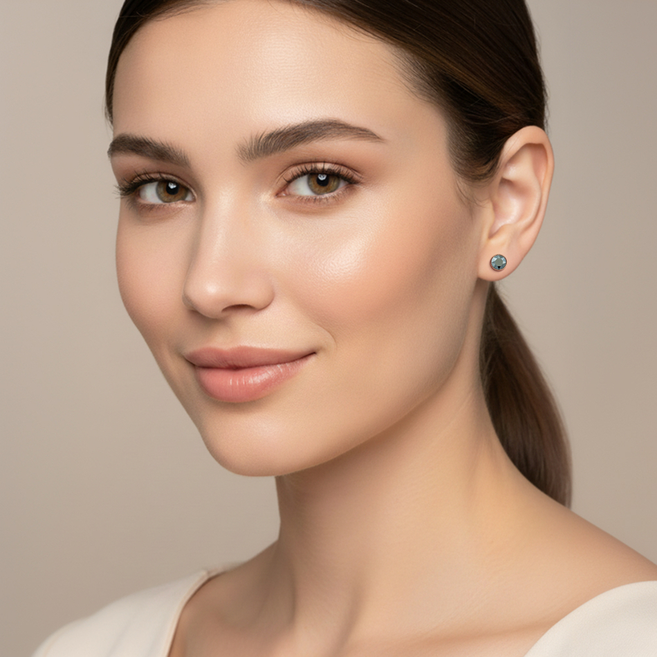 Серьги пусеты Fiore Luna Jet Hemitate SWE298 JH RG