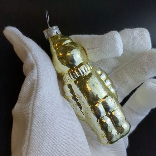 Ёлочная игрушка "Космонавт", мальчик, стекло, подвесная, винтаж СССР 1960-1980 гг