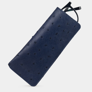 Футляр для очков Lunette Easy из натуральной кожи страуса, синего цвета