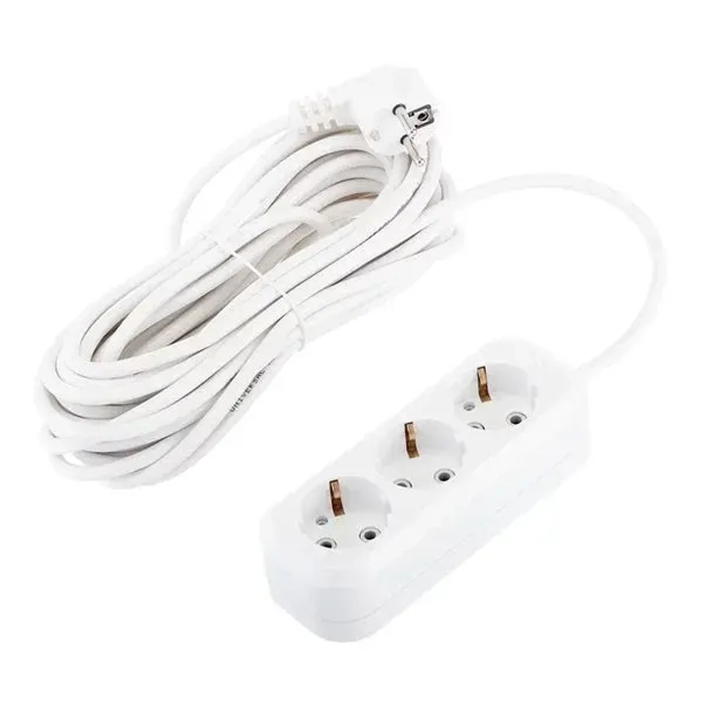 Удлинитель, С заземлением, Без выключателя, IP20, Тип розетки F, 10м, полезный