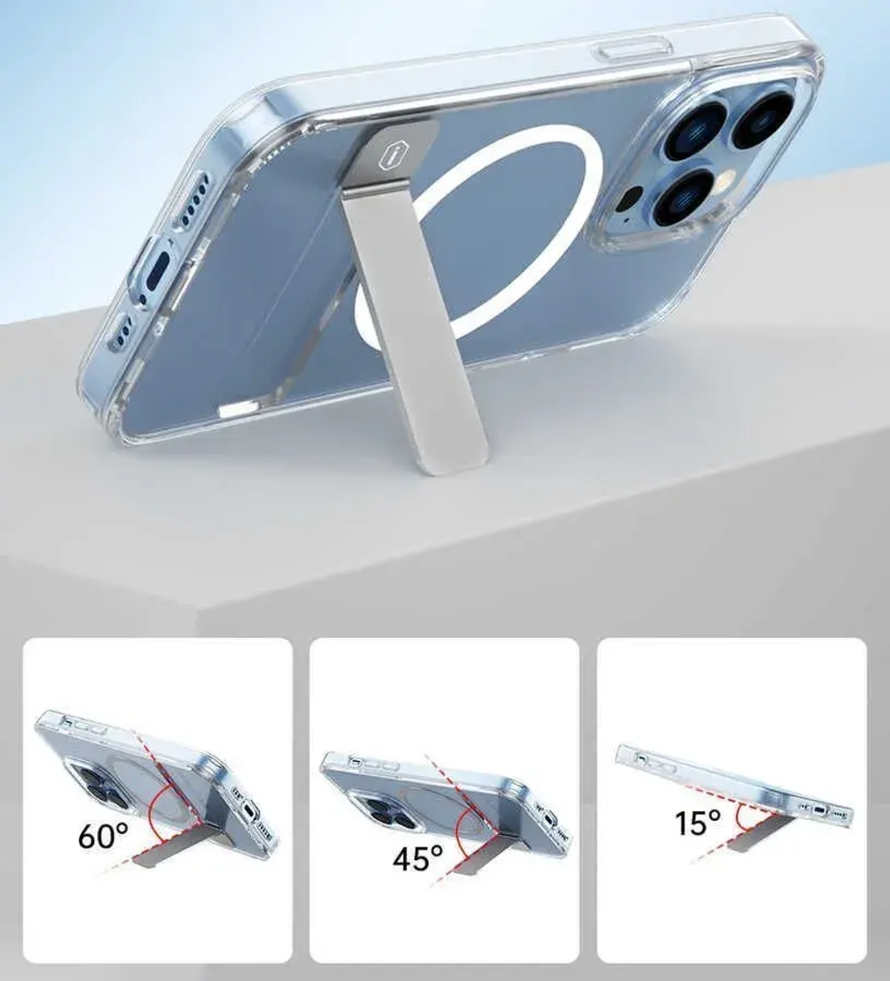 Чехол-накладка Wiwu Aurora Series Magsafe для Apple iPhone 14 Pro пластиковый с подставкой (прозрачный)