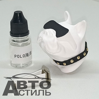 Ароматизатор-игрушка -на обдув- Собачка Бульдог -(жидк)- YC-31WSG White SUNglasses