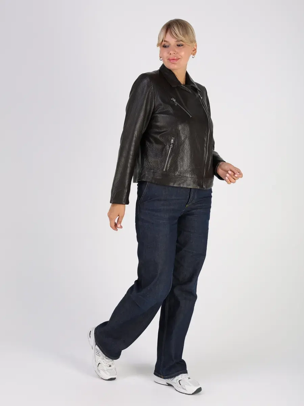 Кожаная куртка демисезонная косуха оверсайз