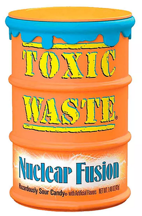 Кислые леденцы Toxic Waste Sour Candy Nuclear Fusion (оранжевая бочка), 42 г