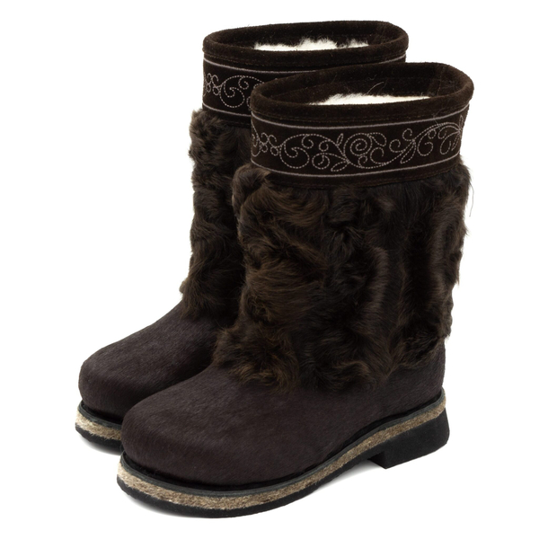 Унты детские из каракуля и замши