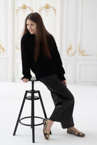 Джемпер Л.Т., 100% шерсть ягнёнка, цвет черный.