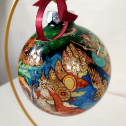Шар новогодний с круговой росписью "А.С.Пушкин. Лукоморье" в коробке