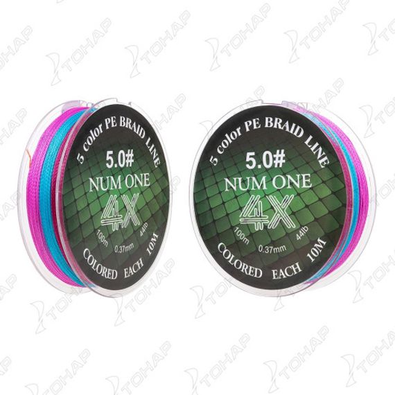 Шнур NUM ONE PE4X-100M 5.0#/0,370 mm Multi Colour Ryobi