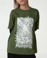 Лонгслив Postaments Spines хаки/черный