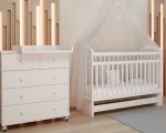 Кроватка для новорождённых Incanto PALI с мишкой, с универсальным маятником, без ящика, цвет белый