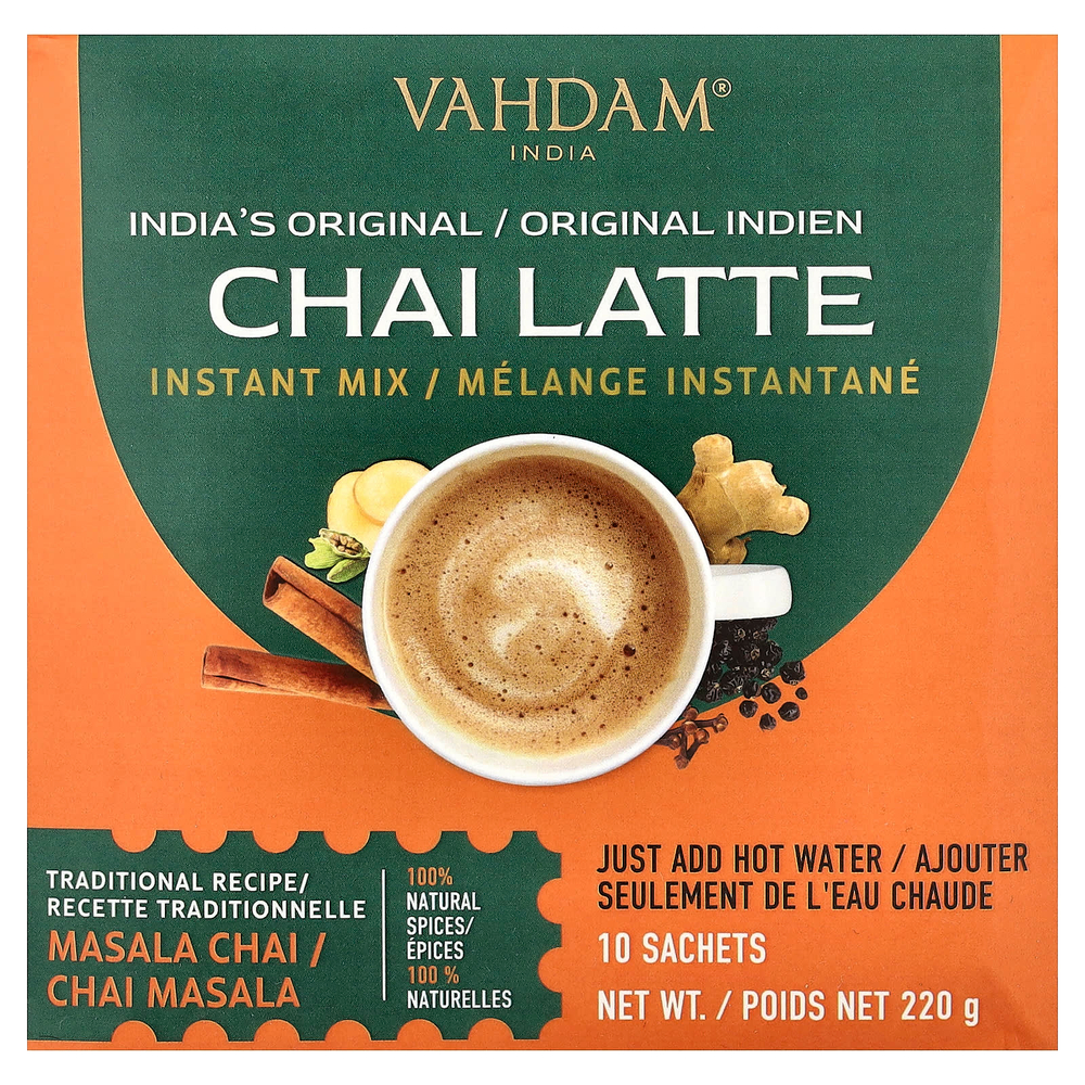 VAHDAM India, растворимая смесь, чай латте, 10 пакетиков, 220 г