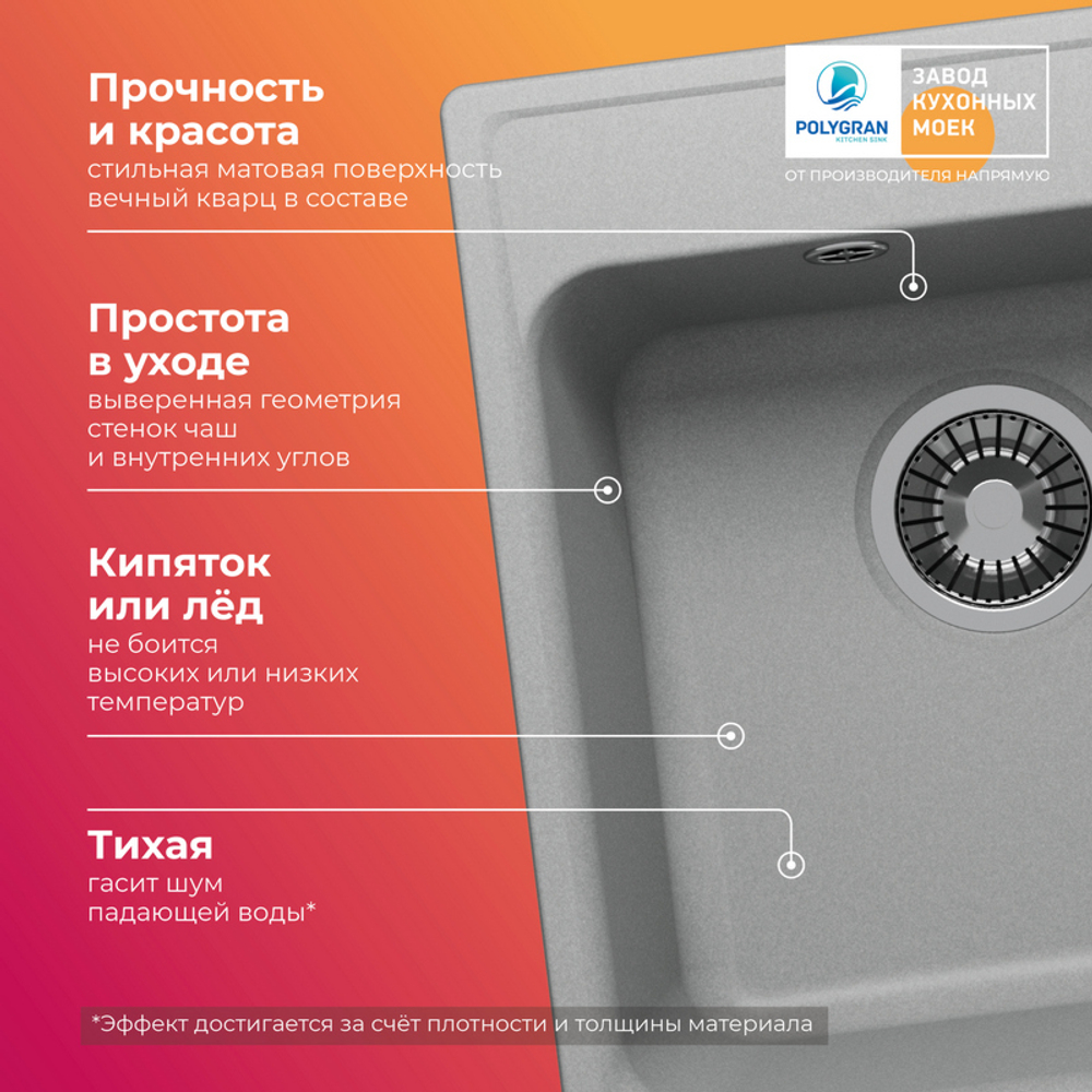 Мойка QUARTZBOND BOND-430 платина (серый)