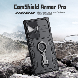 Противоударный чехол от Nillkin CamShield Armor для Samsung Galaxy S23 Ultra, с поворотным кольцом и защитной шторкой для камеры