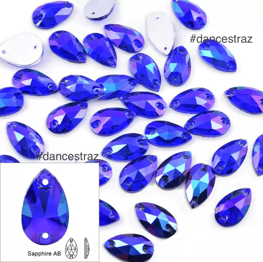 Стразы пришивные, Teardrop, Sapphire AB, A3-P33, 13*22mm, (20 ea/pkg), 3A (F2)